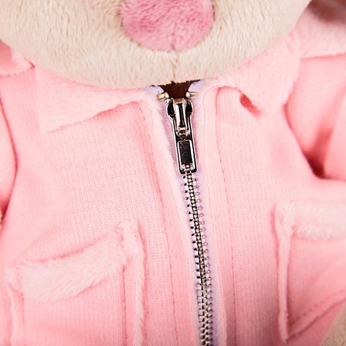 Мягкая игрушка "Зайка Ми" в розовой меховой курточке, 18 см