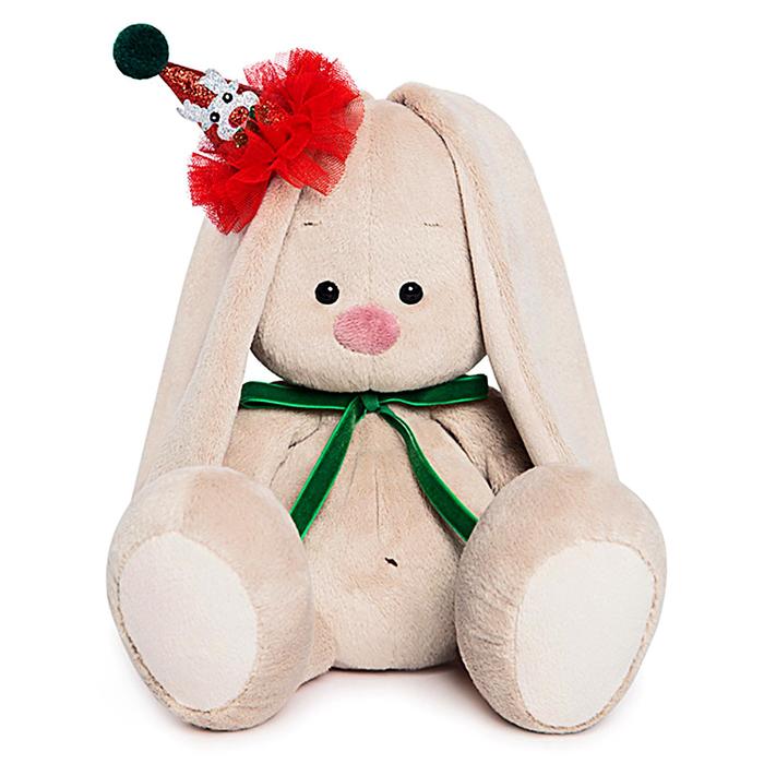 Мягкая игрушка "Зайка Ми" в колпачке с зелёным бантиком, 18 см