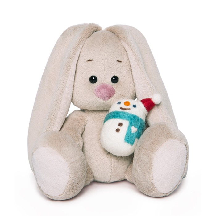 Мягкая игрушка "Зайка Ми" со снеговичком, 15 см