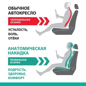 

Накидка на сиденье ортопедическая Multi Comfort, 6 упоров, 3 предмета, велюр, чёрный/темно-серый
