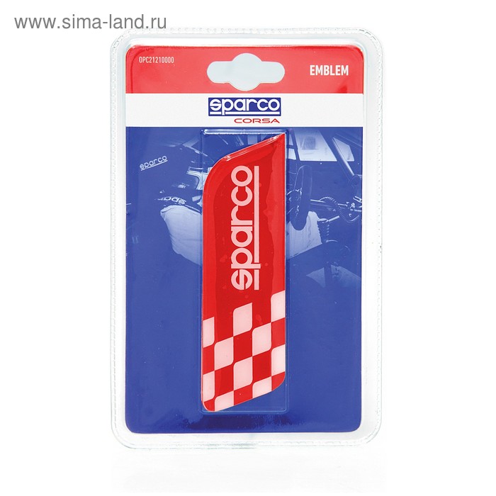 Эмблема с логотипом SPARCO, клеится на кузов, флаг в шашечку, красный