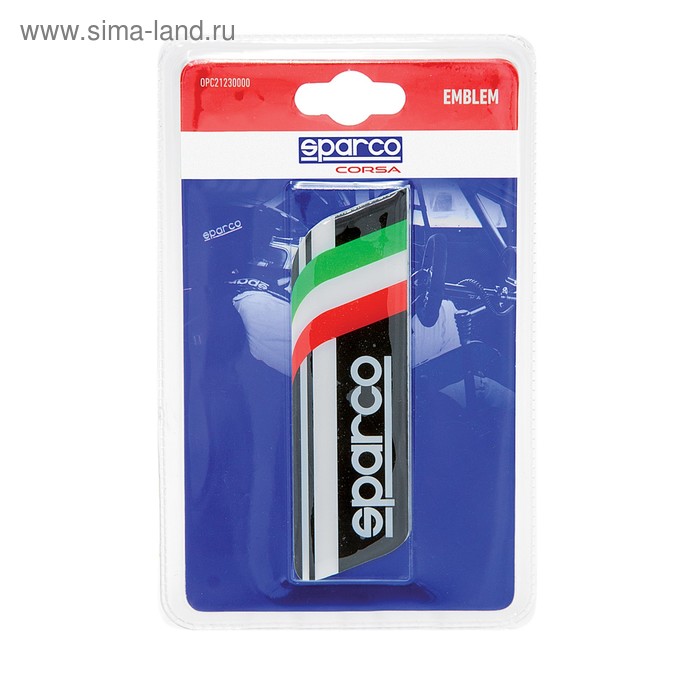 Эмблема с логотипом SPARCO, клеится на кузов, итальянский флаг, чёрный