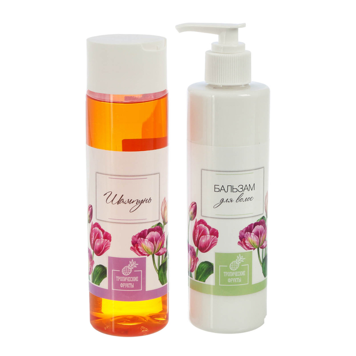 Подарочный набор "В день 8 Марта": шампунь, бальзам с ароматом тропических фруктов