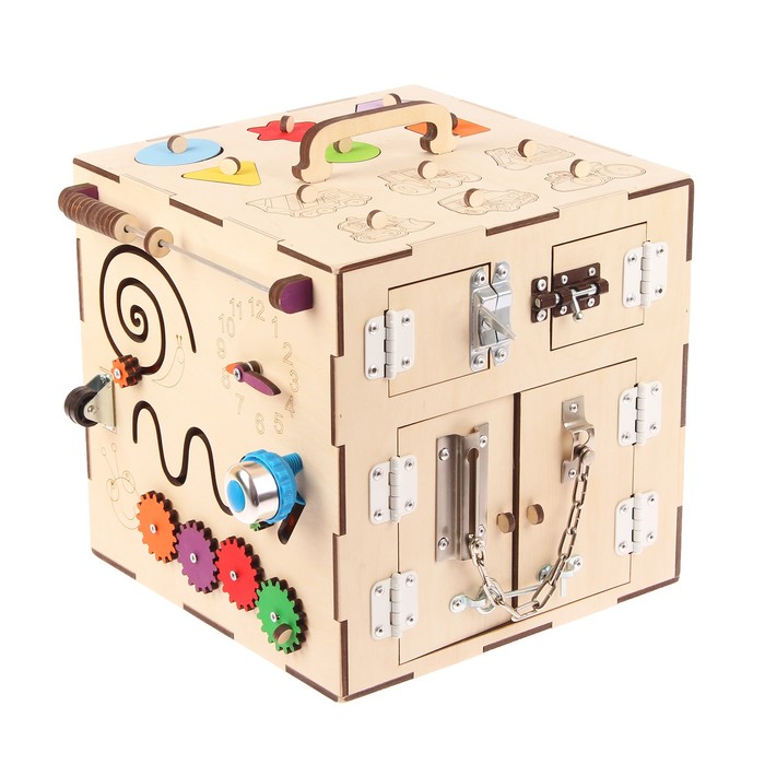 Бизикуб "Для мальчика", толщина фанеры — 6 мм