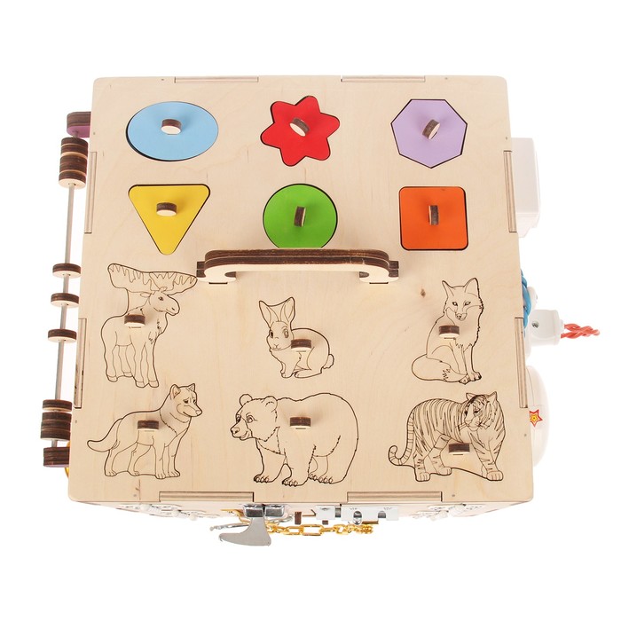 Бизикуб "Животные и геометрические фигуры"