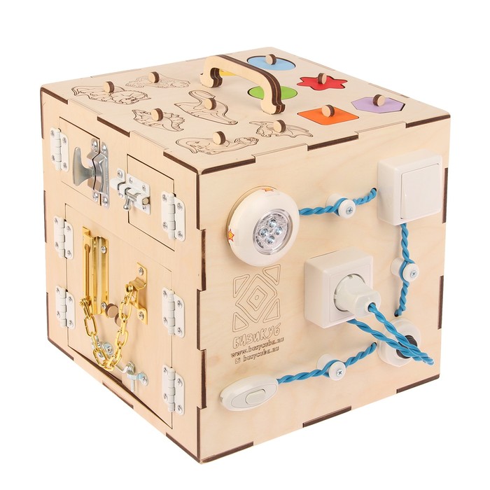 Бизикуб "Динозавры и геометрические фигуры"