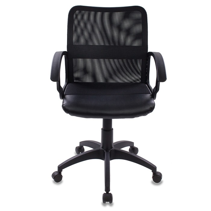 Кресло Бюрократ CH-590/BLACK, спинка сетка, сиденье искусственная кожа, чёрный