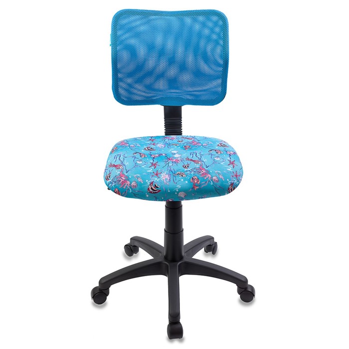 Кресло детское Бюрократ CH-295/LB/AQUA, спинка сетка, голубой, рисунок "Аквариум"