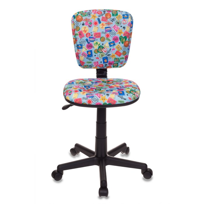 Кресло детское Бюрократ CH-204NX/MARK-LB, голубой, рисунок "Марки"