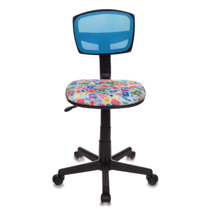 Кресло детское Бюрократ CH-299/LB/MARK-LB, спинка сетка, голубой, "Марки"