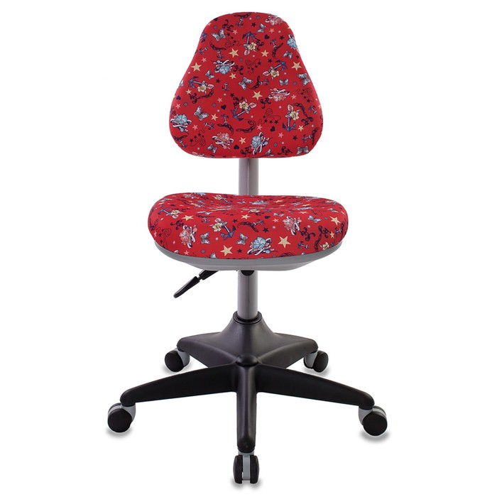 Кресло детское Бюрократ KD-2/R/ANCHOR-RD, красный, рисунок "Якоря"