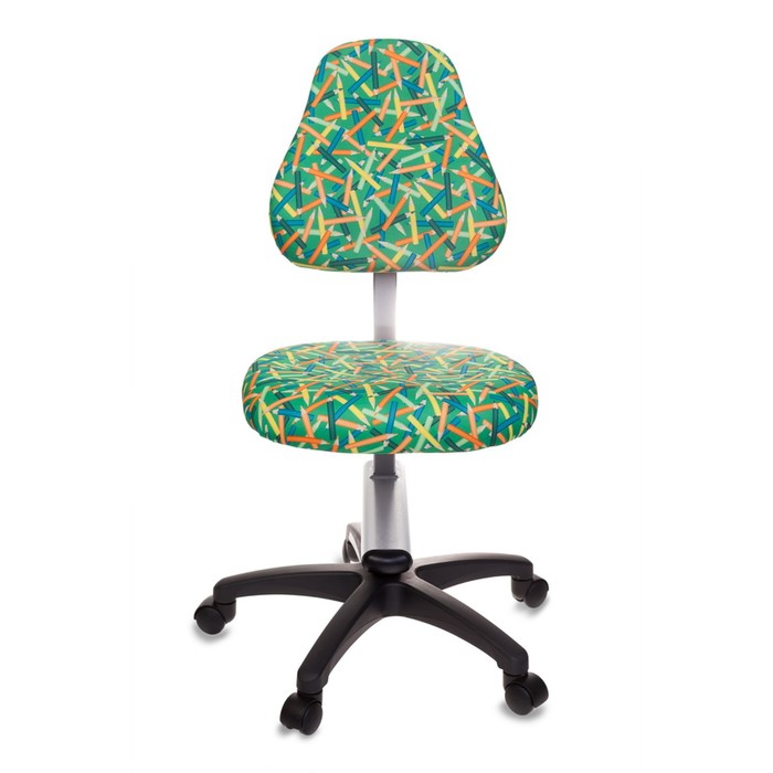 Кресло детское Бюрократ KD-8/PENCIL-GN, зелёный, рисунок "Карандаши"