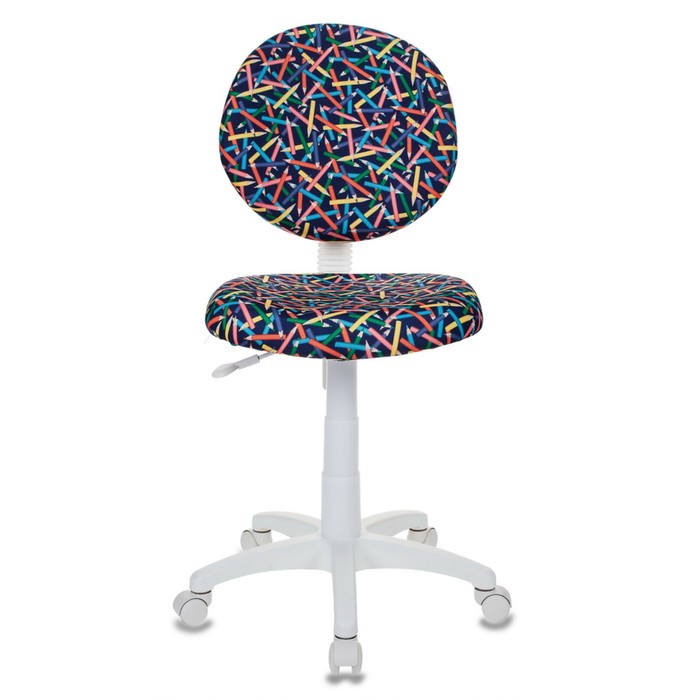 Кресло детское Бюрократ KD-W6/PENCIL-BL, синий, рисунок "Карандаши"