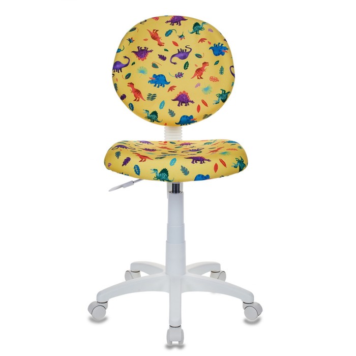 Кресло детское Бюрократ KD-W6/DINO-Y, жёлтый, рисунок "Динозаврики"