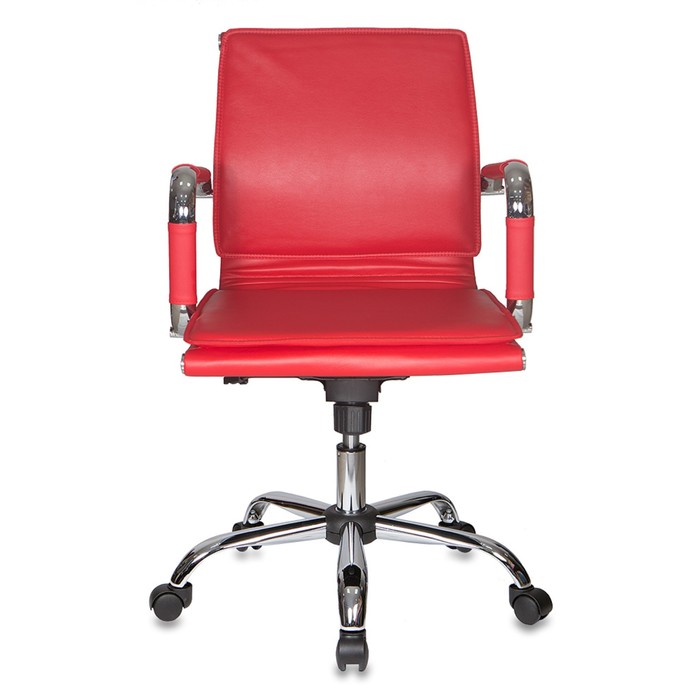 Кресло руководителя Бюрократ CH-993-Low/Red, искусственная кожа, крестовина хром, красный