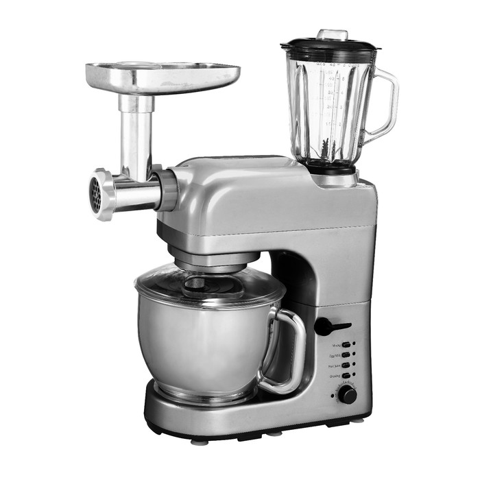 Тестомес Gastrorag QF-2018AL, 4 режима, 5.5 л, 3 мешалки, насадки мясорубка и блендер 1.5 л 324161