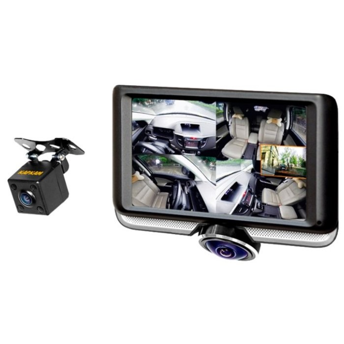Видеорегистратор Каркам A360, две камеры4.5", обзор 360° (по ширине),1440x1440