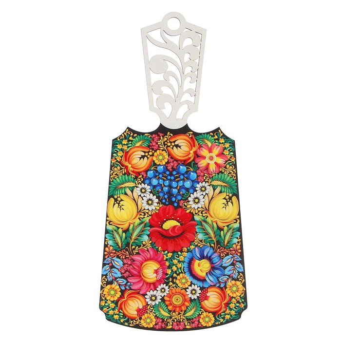 Доска разделочная «Петриковка», с резной ручкой, 17×37 см