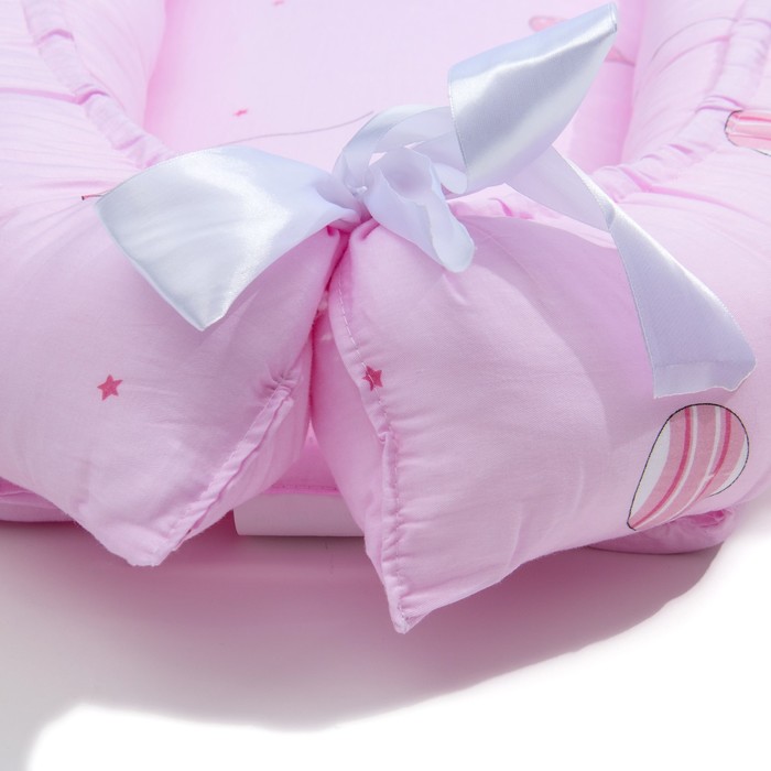 Матрасик Гнездышко РОЗОВЫЕ ШАРИКИ 3х32х67 см, сатин 130гр, 100% хл