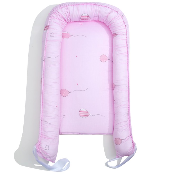 Матрасик Гнездышко РОЗОВЫЕ ШАРИКИ 3х32х67 см, сатин 130гр, 100% хл