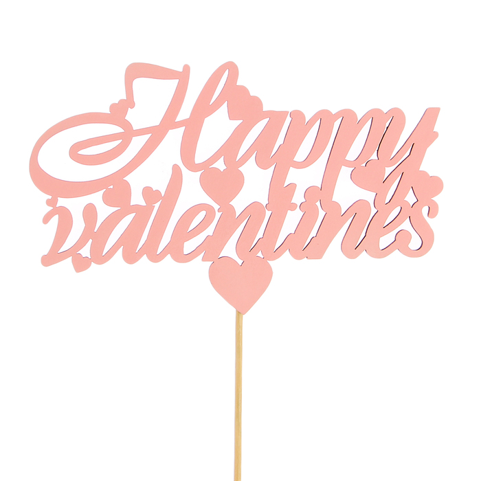 Топпер «Happy valentines», розовый, 12,5х7,5 см