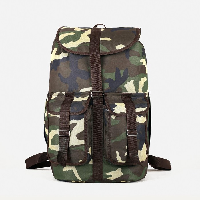 Рюкзак туристический, 1 отдел, 3 наружных кармана, объём - 55 л, цвет камуфляж/хаки