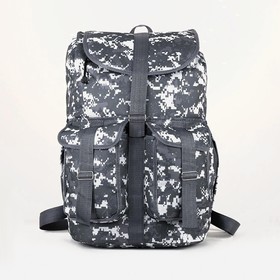 Рюкзак туристический, 55 л, отдел на шнурке, 3 наружных кармана, цвет серый/камуфляж Ош