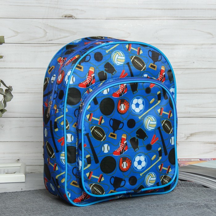 Рюкзак детский на молнии, 1 отдел, 1 наружный карман, цвет синий/разноцветный