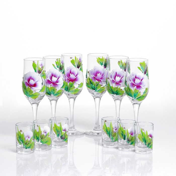 Мини-бар "Розочка" 12 предметов, художественная роспись 200/50 мл