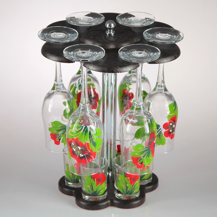 Мини-бар "Маки" 12 предметов, художественная роспись 200/50 мл