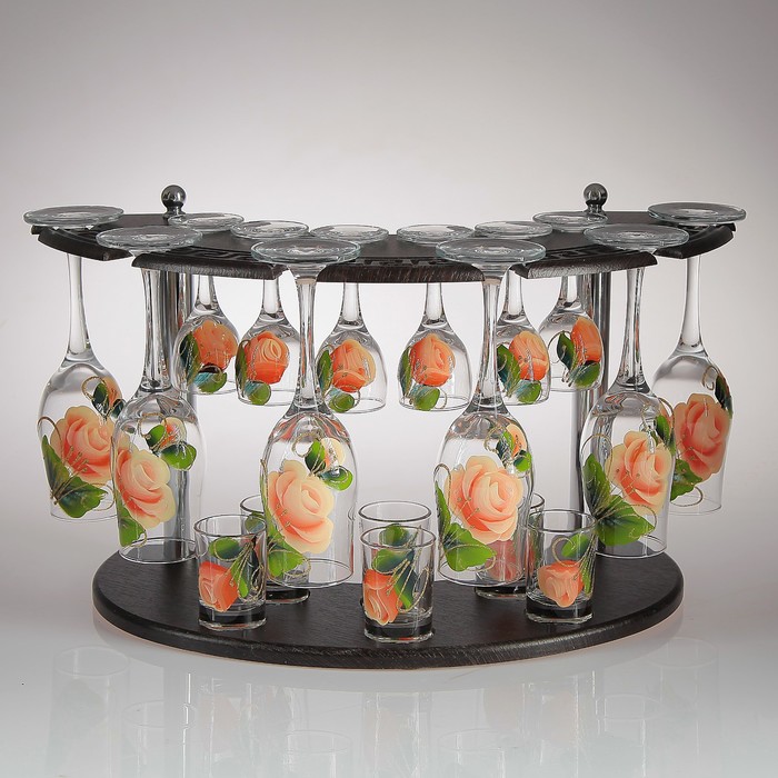 Мини-бар &quot;Розалия&quot; 18 предметов, художественная роспись 200/55/50 мл