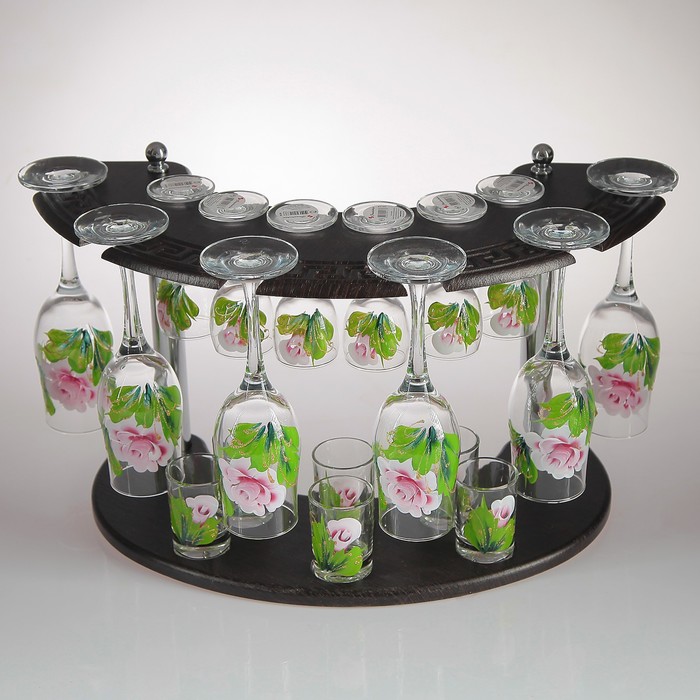 Мини-бар "Розочка" 18 предметов, художественная роспись 200/55/50 мл