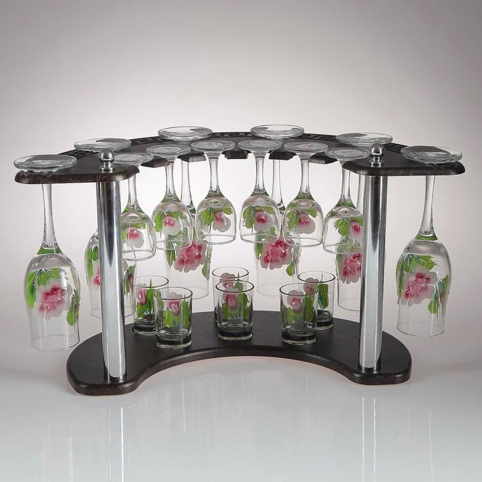 Мини-бар "Розочка" 18 предметов, художественная роспись 200/55/50 мл