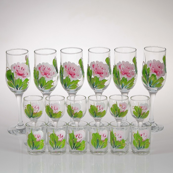 Мини-бар "Розочка" 18 предметов, художественная роспись 200/55/50 мл