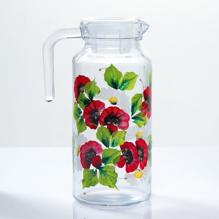 Набор для сока "Мак с ромашкой" художественная роспись, 6 стаканов 1250/200 мл