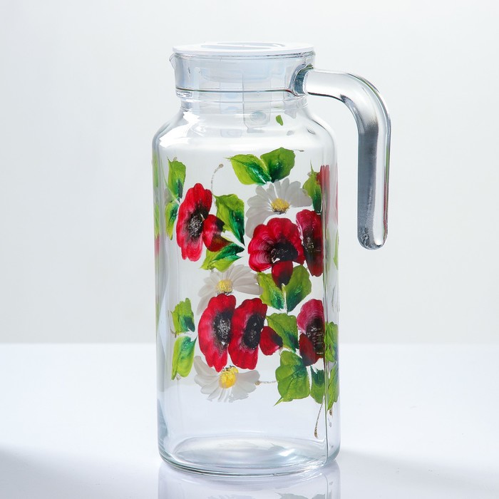 Набор для сока "Мак с ромашкой" художественная роспись, 6 стаканов 1250/200 мл