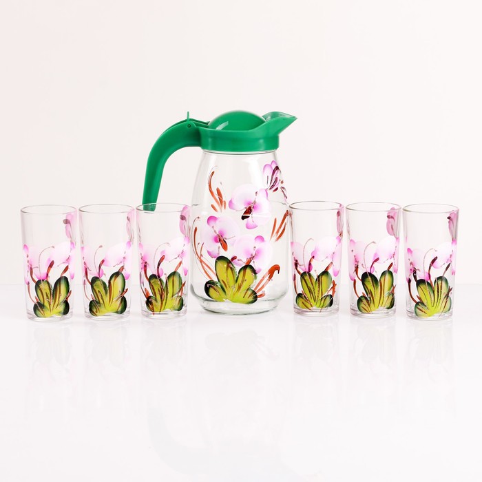 Набор для сока Орхидея художественная роспись, 6 стаканов 1250/200 мл МИКС набор для сока закат художественная роспись 6 стаканов 1250 200 мл