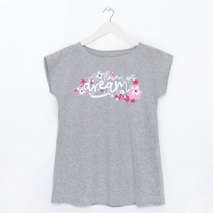 Футболка женская KAFTAN "Flowers of dream", серый, р-р 44-46, 100% хлопок