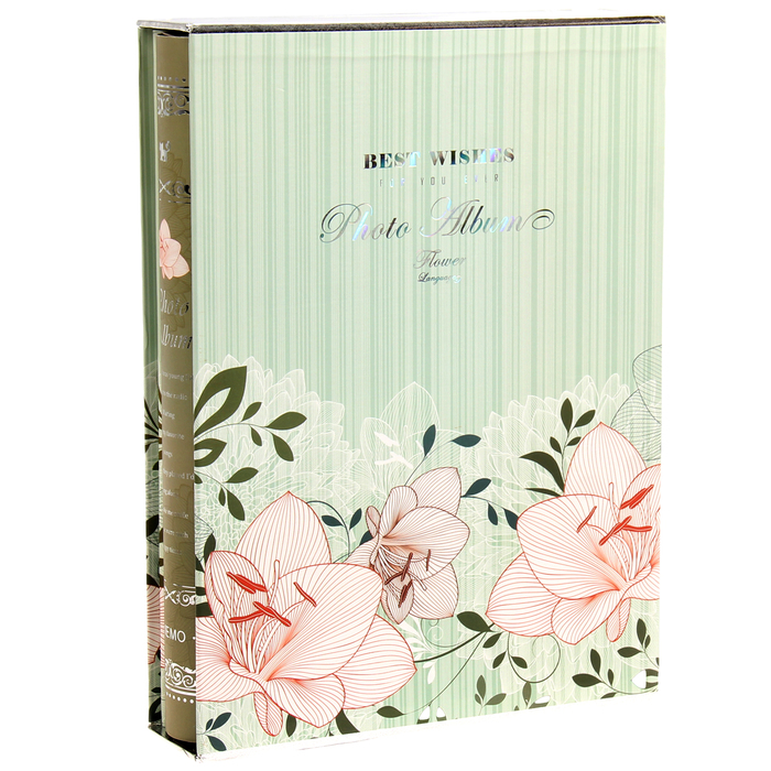 Фотоальбом на 200 фото 10х15 см "Винтажные цветы" в коробке МИКС 30х22х5,5 см