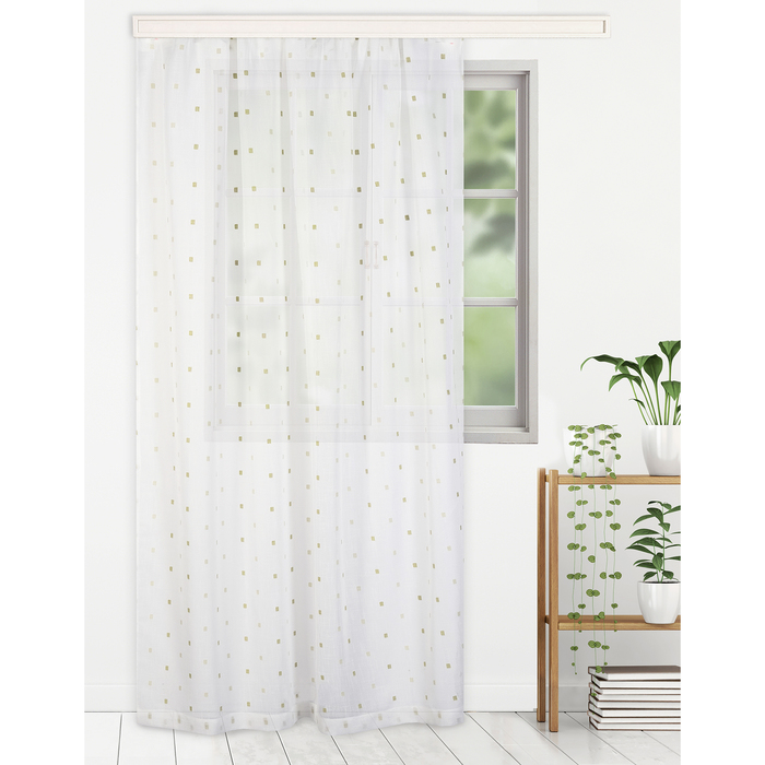 Тюль "Этель" 135х260 см Геометрия зеленый 100% п/э