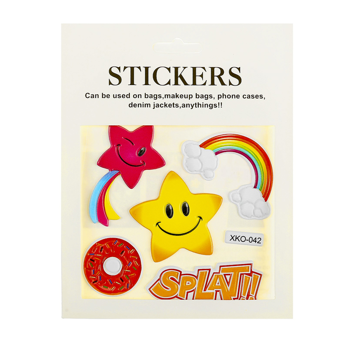 Наклейка пластик "Звёзды и радуга" 15х12 см