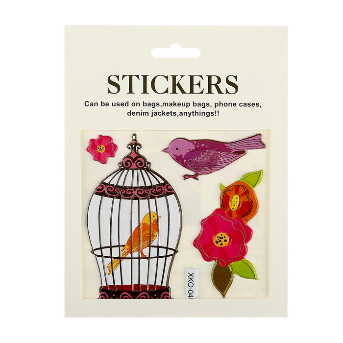 Наклейка пластик "Птица в клетке" 15х12 см