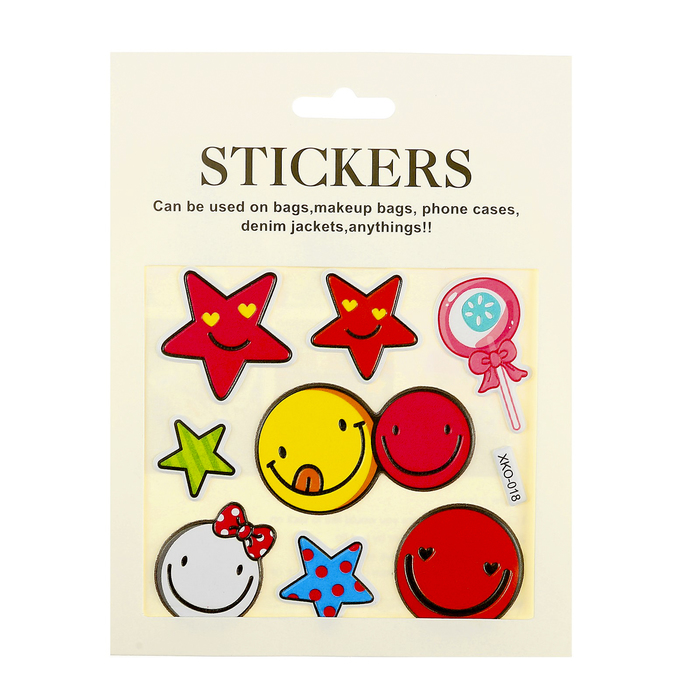 Наклейка пластик "Смайлы, звёзды, леденцы" 15х12 см