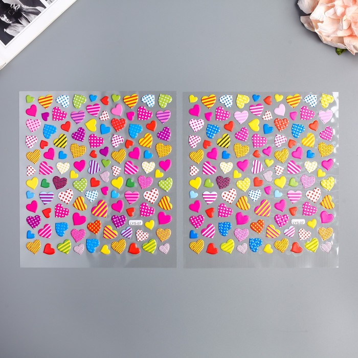 Наклейка пластик "Сердечки" МИКС 23,5х17 см