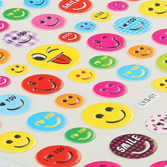 Наклейка пластик "Смайлики" МИКС 23,5х17 см