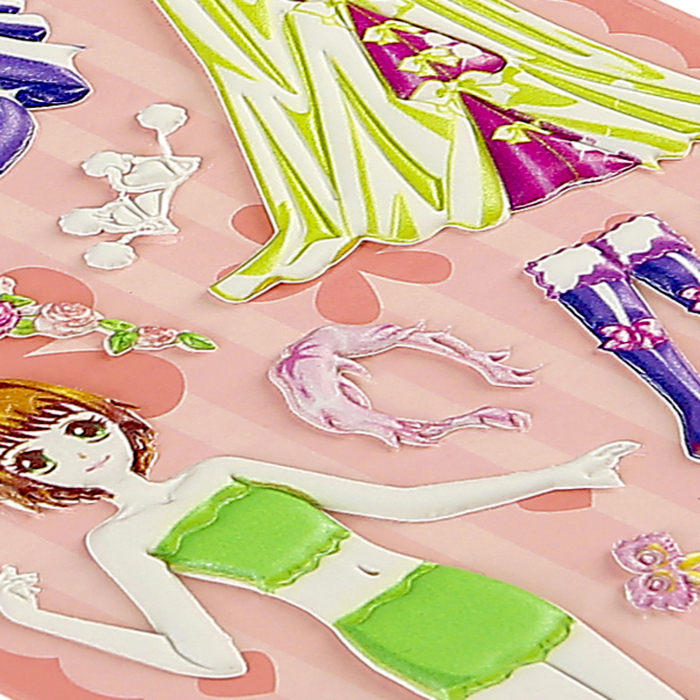 Наклейка пластик объемная "Наряды для принцессы" МИКС 23х9 см