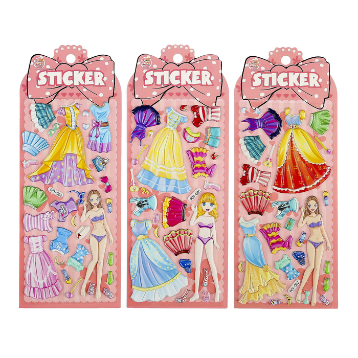 Наклейка пластик объемная "Наряды для принцессы" МИКС 23х9 см