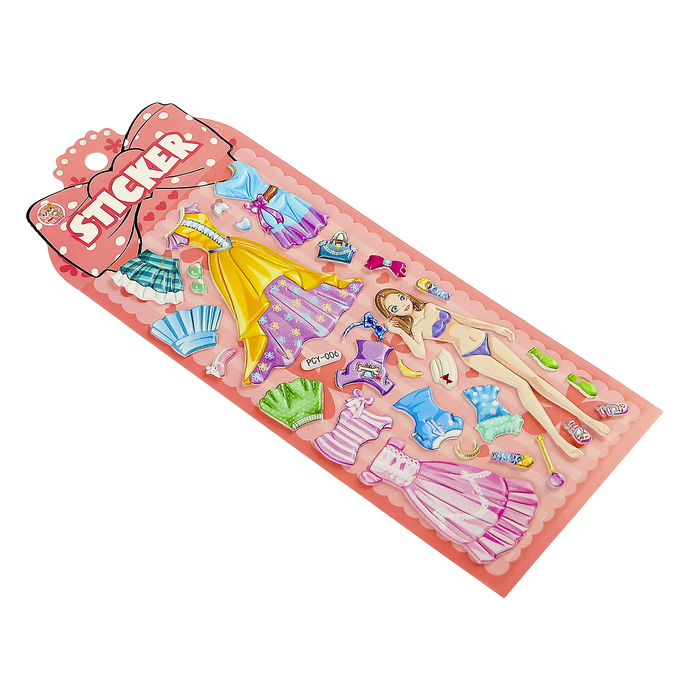 Наклейка пластик объемная "Наряды для принцессы" МИКС 23х9 см