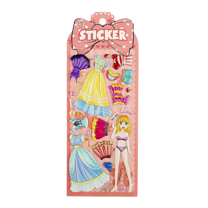 Наклейка пластик объемная "Наряды для принцессы" МИКС 23х9 см