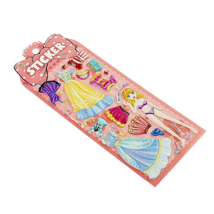 Наклейка пластик объемная "Наряды для принцессы" МИКС 23х9 см